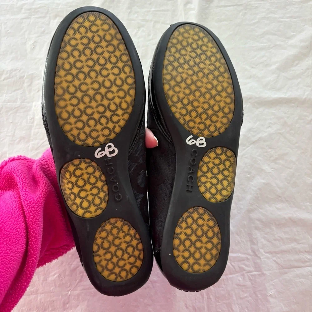 NWOT Coach true Black signature canvas patent leather Ballet Flats SZ 8 - Picture 8 of 13